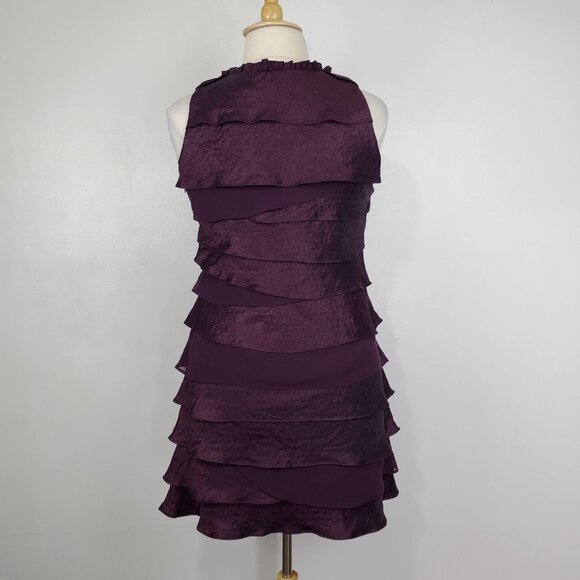 S.L. Fashions Embellished Tiered Layered Sheath Purple Cocktail Dress Size 14 - Picture 10 of 16